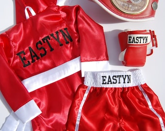 Halloween Baby Boxing Costume: Personalized Robe, Shorts, and Gloves