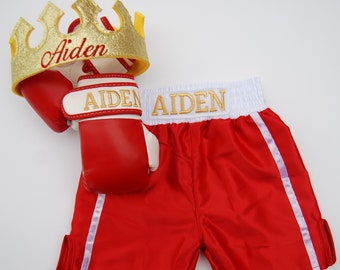 Baby Boxing Set: Gloves, Personalized Shorts, and a Custom Crown!