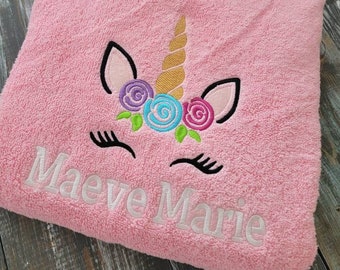 Unicorn Magic Personalized Hooded Towel for Kids (Choose: 1 Hand Towel, 1 Bath Towel, 1 Set, or 1 Magical Hooded Towel!)