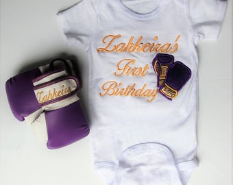 Personalized Baby Boxing Set: Bodysuit and Gloves for Your Little Champ