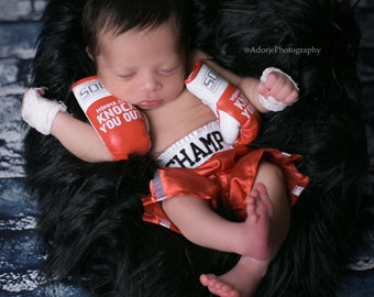 Newborn Boxing set Gloves and shorts personalized