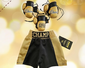Ready to ship!! Newborn Personalized Boxing Shorts and  Mini Gloves