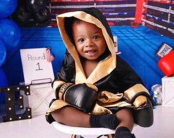 Personalized Baby Boxing Costume – Robe, Shorts & Gloves | Individual Pieces or Combo
