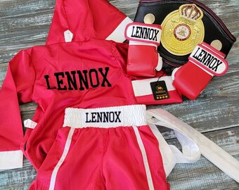 Knockout Baby Costume Set: Personalized Robe, Shorts, and Gloves for Halloween Kids