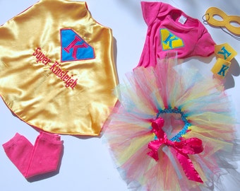 Super hero outfit/ girls  super hero cape/ Baby super hero first birthday/Baby girl super hero set