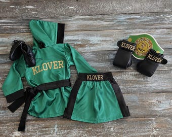 Baby Boy Newborn Boxing Outfit Personalized – Choose Individual Items or Complete Outfit | Custom Embroidered Robe, Shorts & Gloves