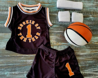 Personalized Rookie of the Year Kids Basketball Set: Jersey, Shorts, Ball, and Accessories