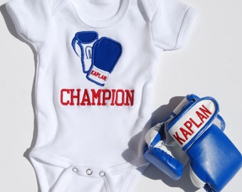 Personalized Baby Boxing Bodysuit and Gloves Set