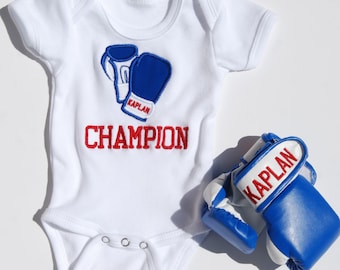 Personalized Baby Boxing Bodysuit and Gloves Set