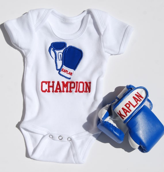 Ensemble De Boxe De Bebe Bodysuit Gants Personnalises Etsy
