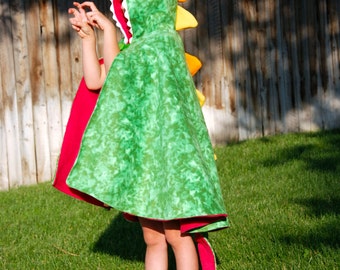 Girls Dinosaur cape, Dinosaur winter coat, dinosaur poncho, dress up, halloween costume, cover up