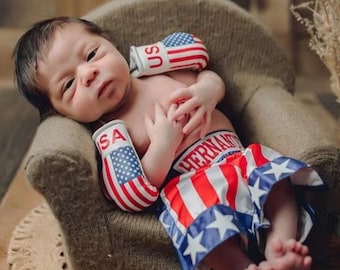Lucky Sale Alert: Newborn Baby Boxing Bliss Set - Mini Gloves and Shorts Personalized