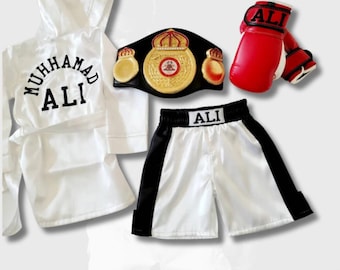 Personalized Baby & Kids Boxing Legends Set "Muhammad Ali" Edition – Knockout Halloween Costume with Custom Robe, Gloves and Shorts