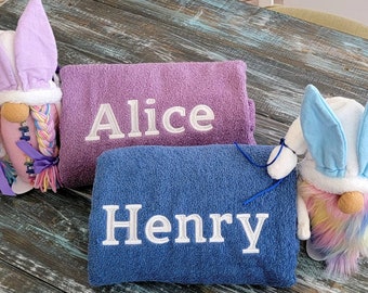 Easter Joy: Personalized Hooded Bath Towel with Adorable Easter Gnomes