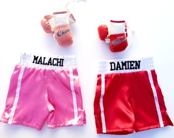 Tiny Champ's Personalized Boxing Gloves and Shorts Set for Newborns