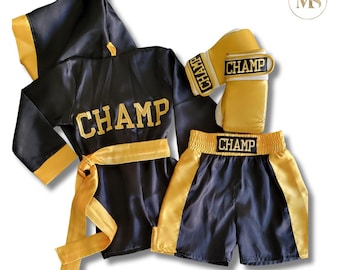 Personalized Baby Boxing Set – Choose Individual Items or Complete Outfit | Custom Embroidered Robe, Shorts & Gloves