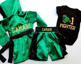 Baby boxing set ROBE Personalized+shorts personalized and Bodysuit