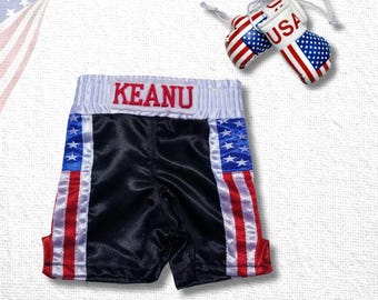 Personalized Newborn Baby Boxing Mini Gloves and Shorts Set