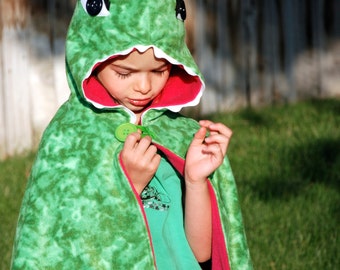 Girls Dinosaur cape, Dinosaur winter coat, dinosaur poncho, dress up, halloween costume, cover up