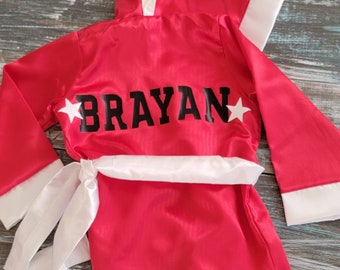 Personalized Kids Boxing Robe with Vinyl Fonts and Gloves - The Ideal Halloween Costume for Kids