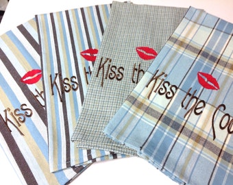 Funny 'Kiss the Cook' Dish Towel - Perfect Gift Idea for Culinary Enthusiasts!