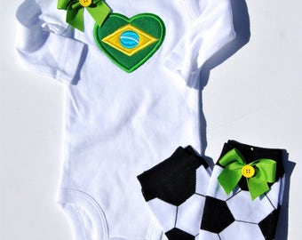 Brazilian flag baby Body suit set ( Body suit + leg warmers)