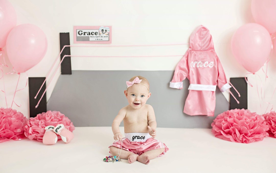 Pink Boxing Set Personalized Baby Girl's Pink Boxing Set: Robe, Shorts, and Gloves! - Etsy