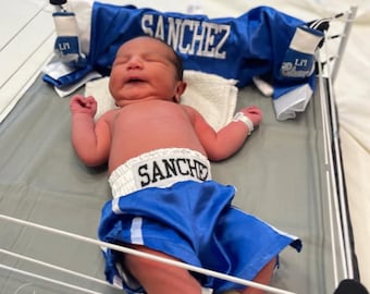 Premature Newborn  Baby Boxing Costume - Personalized Robe, Shorts, and Mini Prop Gloves- Ring NOT INCLUIDED