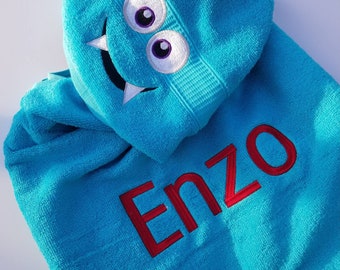 Roar Into Bath Time Fun with Personalized Monsters Hooded Towel!