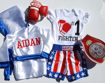 Champion's First Birthday Boxing Set: Personalized Baby Boxing Outfit