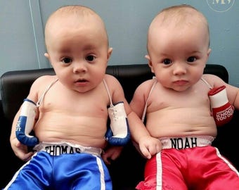 Personalized Twins Boxing Set: Prop Gloves and Shorts for Dynamic Duos