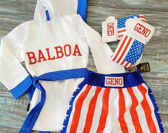 Ready to Ship - Halloween Kids Boxing Costume Set: Robe, Shorts, Gloves (2T, 3T, 4T, 5T)