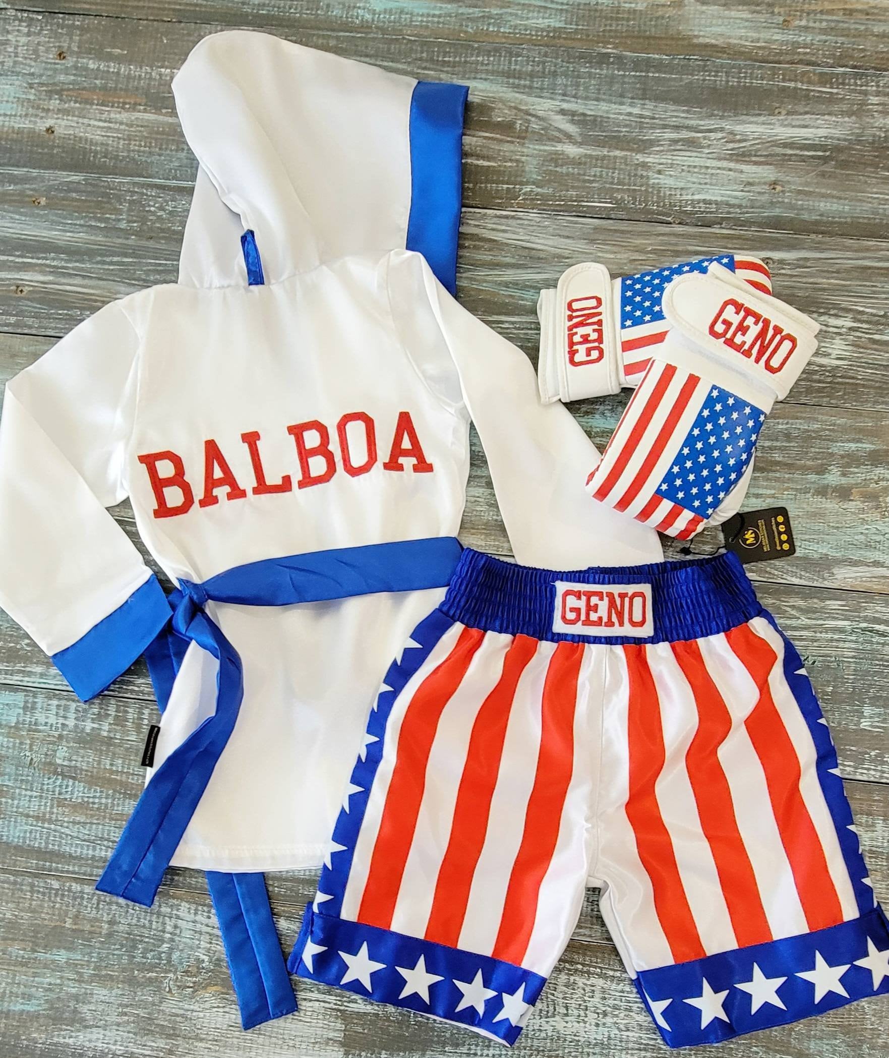 Halloween Kids Boxing Costume Set: ROBE, SHORTS, GLOVES 