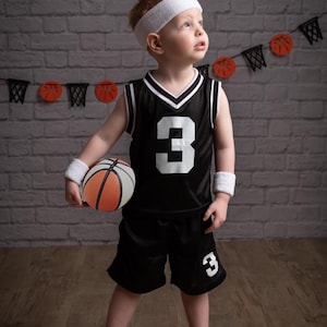 Personalized Kids Basketball Set: Jersey, Shorts, Ball, and Sweatband