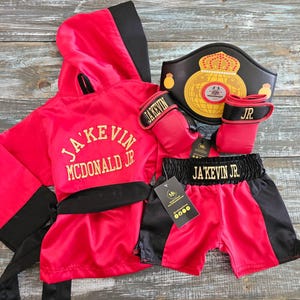Personalized Baby Boxing Set: Robe, Shorts & Gloves | Individual Pieces or Combo Full Set + ChampBelt