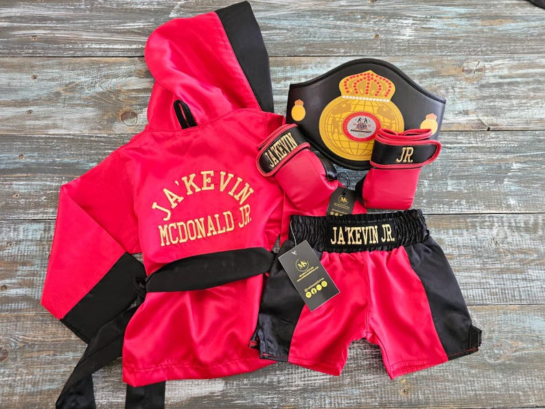 Personalized Baby Boxing Set: Robe, Shorts & Gloves | Individual Pieces or Combo Full Set + ChampBelt