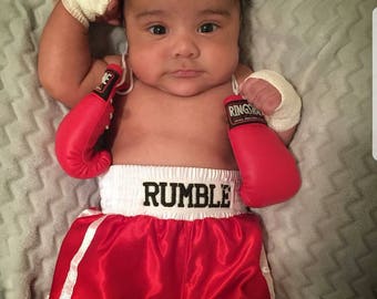 Tiny Knockout: Newborn Boxing Set with Mini Gloves and Personalized Shorts