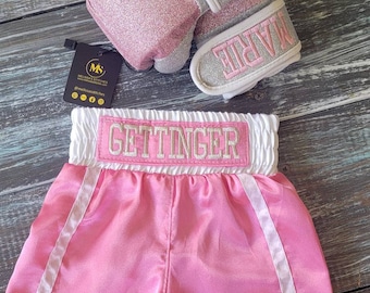 Sparkling Baby Boxing Set: Glittered Personalized Boxing Gloves + Customized Shorts