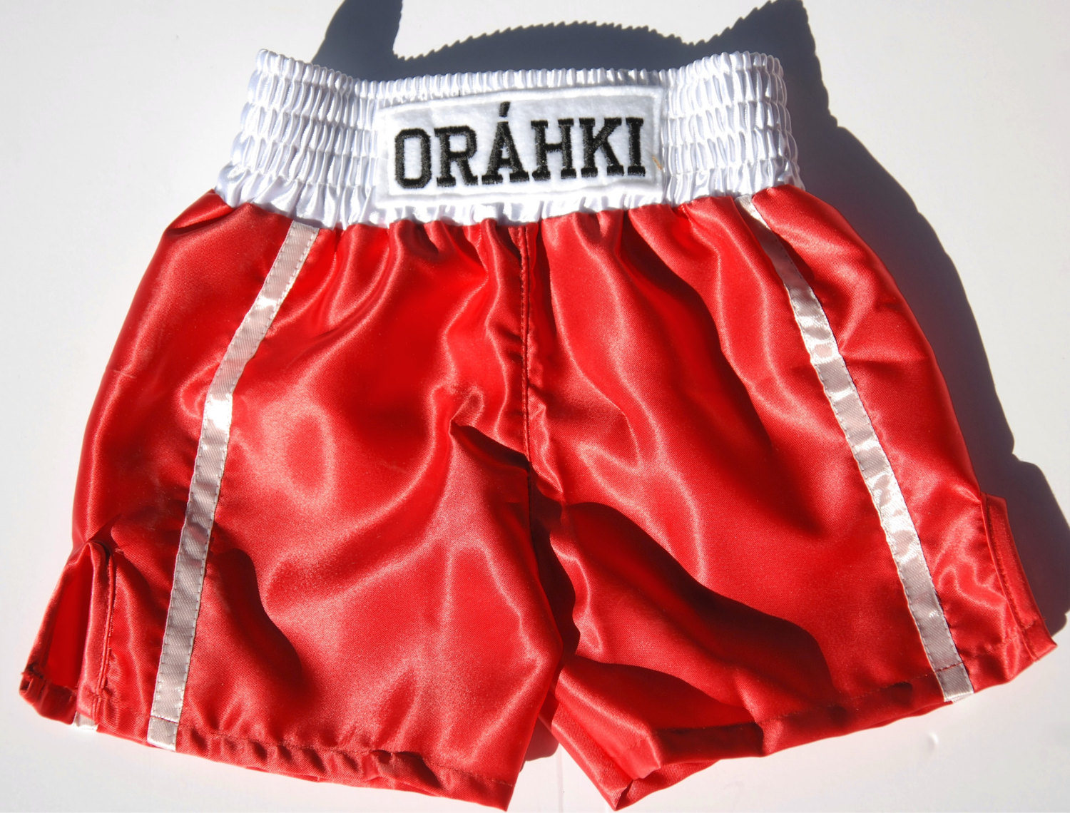 Personalized Red Boxing Shorts - Custom Boxing Trunks : KNBSH-018