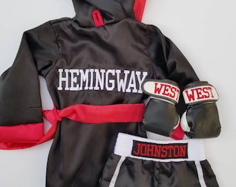 Custom Kids Boxing Fighter Set: Personalized Robe, Shorts, and Gloves