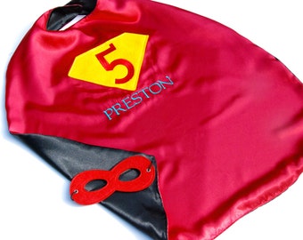 Birthday Superhero cape  personalized with Masks set /  Birthday  cape and  Mask
