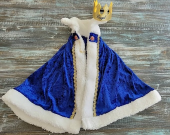 Deluxe kids Velvet Royal cape +crown, king cape, prince cape