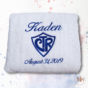 Serviettes de baptême brodées personnalisées - Bien pensés cadeaux de baptême LDS