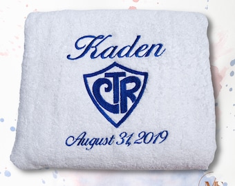 Custom Embroidered Baptism Towels - Thoughtful LDS Baptism Gifts