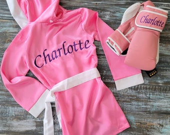 Personalized Adult Boxing Robe with Matching Gloves