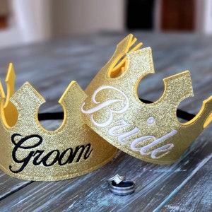 ADULT Personalized Bride Crown, Groom Crown/ Knight crown/Prince crown/ Felt crown