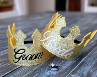ADULT Personalized Bride Crown, Groom Crown/ Knight crown/Prince crown/ Felt crown