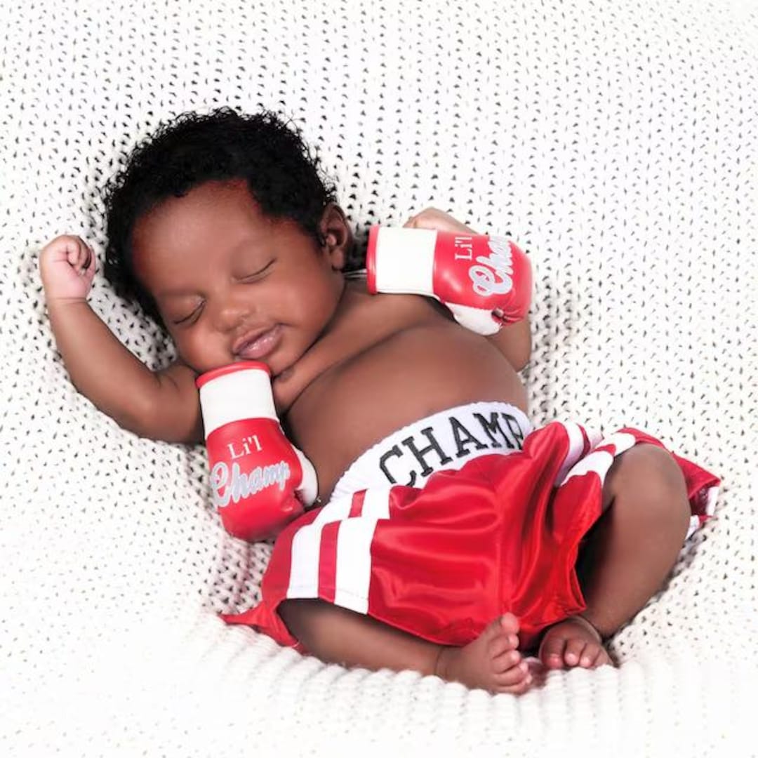 Tiny Knockout: Newborn Boxing Set With Mini Gloves and