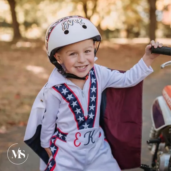 Tuta da motociclista per bambini ispirata al leggendario Evel Knievel
