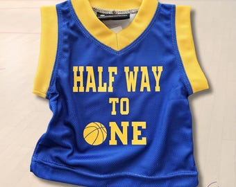 Half Way to One Basketball Jersey & Shorts Set – Perfect for Basketball-Themed Milestone Photoshoots!